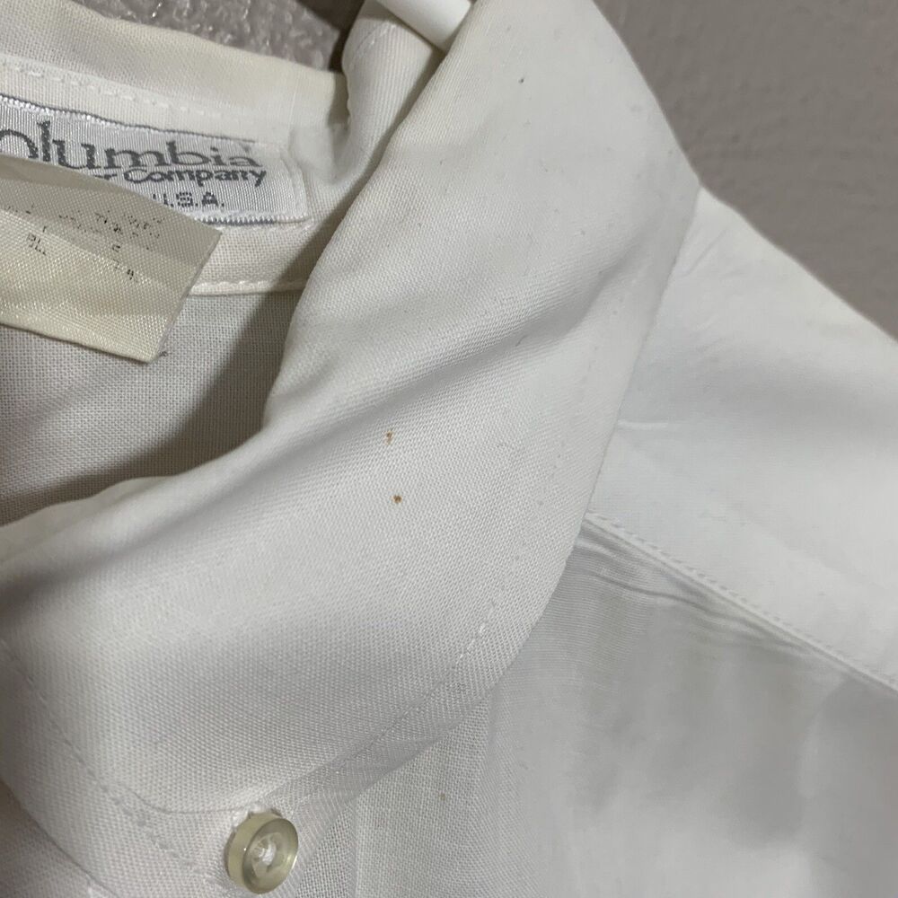 Vtg Columbia Fish Embroidered Shirt Button Front Short Sleeve Sz 2XL USA Lure - Picture 6 of 8